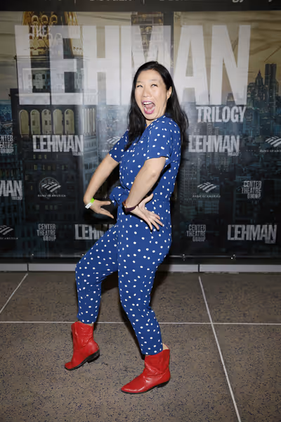 Playwright Kristina Wong arrives for the opening night performance of ?The Lehman Tri Photo