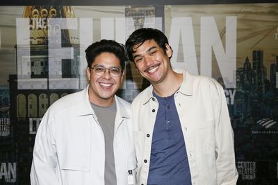 From left, actor George Salazar and Sam Levin arrive for the opening night performanc Photo