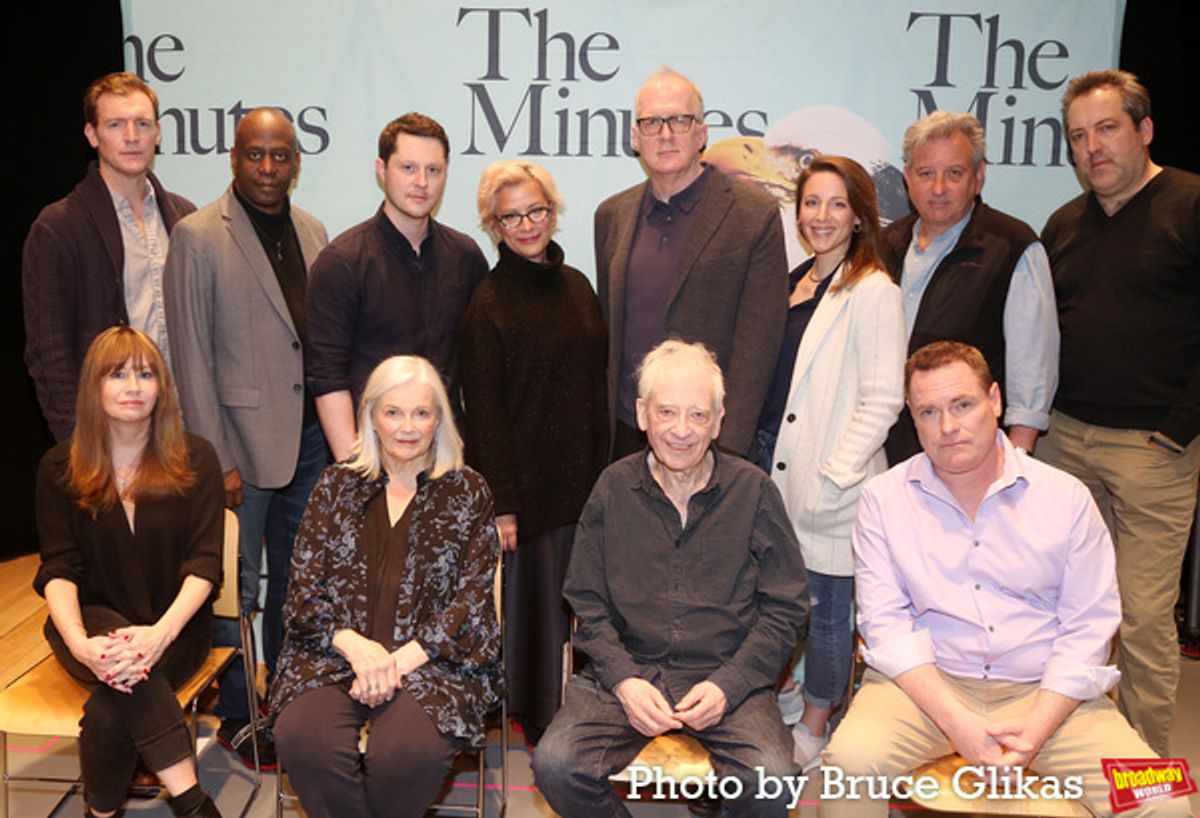(Top Row L-R) Cliff Chamberlain, K. Todd Freeman, Noah Reid, Anna D Shapiro, Tracy Letts, Jessie Mueller, Jeff Still, Ian Barford (Bottom Row L-R) Sally Murphy, Blair Brown, Austin Pendleton, Danny McCarthy at 