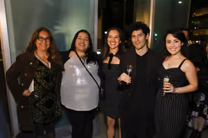 From left, director Juliette Carrillo, assistant director Angela Cruz Martinez, cast  Photo