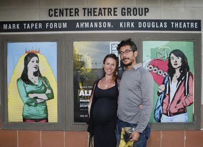 From left, Joanna Wallfisch and sound designer Daniel Corral arrive for the world pre Photo