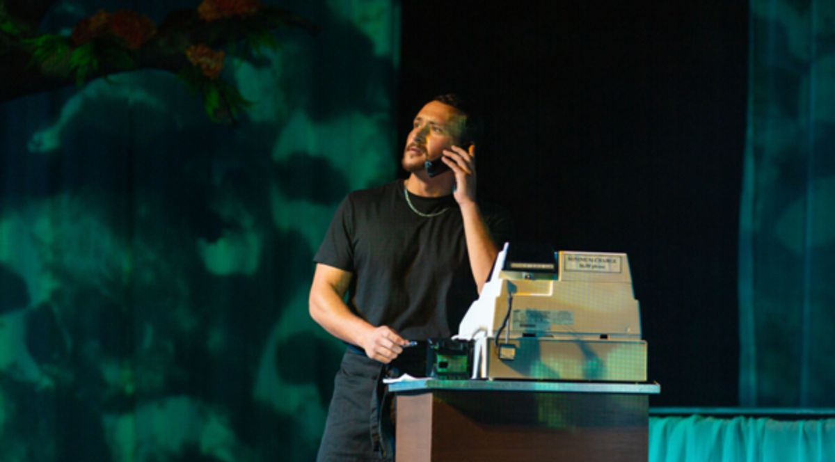 Elliot Ortiz (Xander DeAngeles*), back from Iraq, works at Subway while trying to jump-start his acting career at Photos: Inside Look at WATER BY THE SPOONFUL at The San Francisco Playhouse