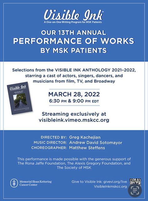Interview: Catherine Porter of March 28th's VISIBLE INK: PERFORMANCE OF WORKS BY MSK PATIENTS  Image