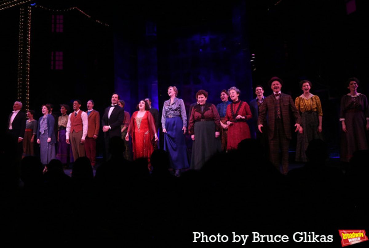 (Front Row L-R): Peter James Francis, Ephie Aardema, Jared Grimes, Ramin Karimloo, Beanie Feldstein, Jane Lynch, Toni DiBuono, Debra Cardona, Martin Moran (Back Row L-R): Leslie Flesner, Stephen Mark Lukas, Aliah James, Colin Bradbury, Afra Hines, Daniel Beeman, Leslie Blake Walker and Amber Ardolino  at 