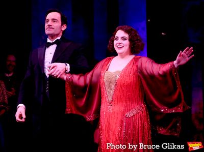 Ramin Karimloo as "Nick Arnstein" and Beanie Feldstein as "Fanny Brice"  Photo