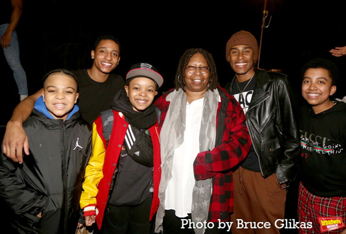 Christian Wilson, Myles Frost,  Walter Russell III, Whoopi Goldberg, Lamont Walker II and Devin Trey Campbell at 