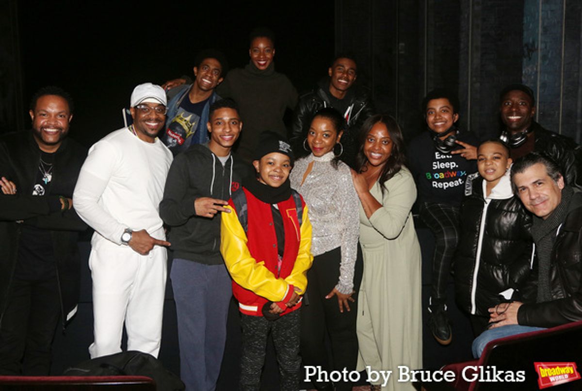 Sherri Shepherd, Jawn Murray and Simone Smalls pose with The Cast of MJ at 