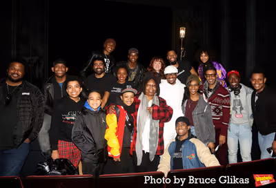 Craig Robinson and Whoopi Goldberg pose with The Cast of MJ Photo