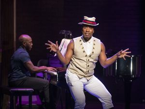 Cornelius Jones Jr. as Leslie Odom Jr. as Aaron Burr...Sir. Photo Courtesy of Musical Theatre West. Credit: Caught In The Moment. @ BroadwayWorld Cornelius Jones Jr. as Leslie Odom Jr. as Aaron Burr...Sir. Photo Courtesy of Musi Photo