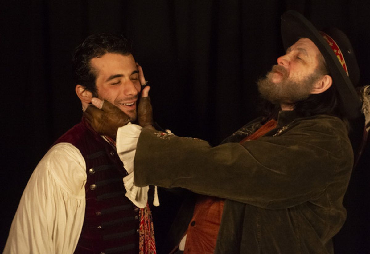 Michael DeFilippis as Hal and Joshua Koehn as Sir John Falstaff in Stag & Lion''s HENRY IV Parts I and II.     Performances run in rep Wednesday-Sunday April 27th-May 8th at The Trinity Theatre (422 We at Photos: First Look At Stag & Lion's HENRY IV: PARTS ONE AND TWO At The Trinity Theatre