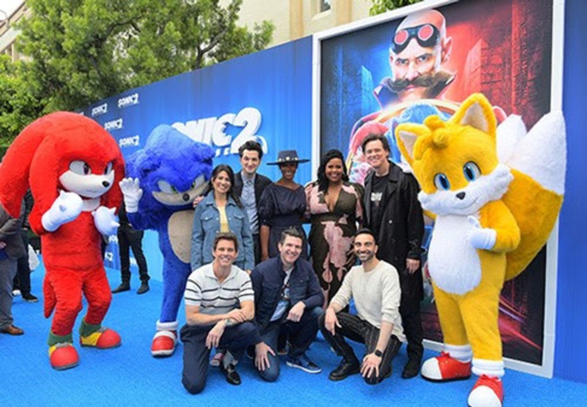 The cast of Sonic The Hedgehog 2 at Photos: The Cast of SONIC THE HEDGEHOG 2 Takes the Blue Carpet