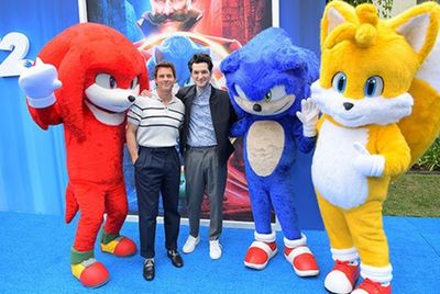Knuckles the Echidna, James Marsden, Ben Schwartz, Sonic the Hedgehog, and Super Soni Photo