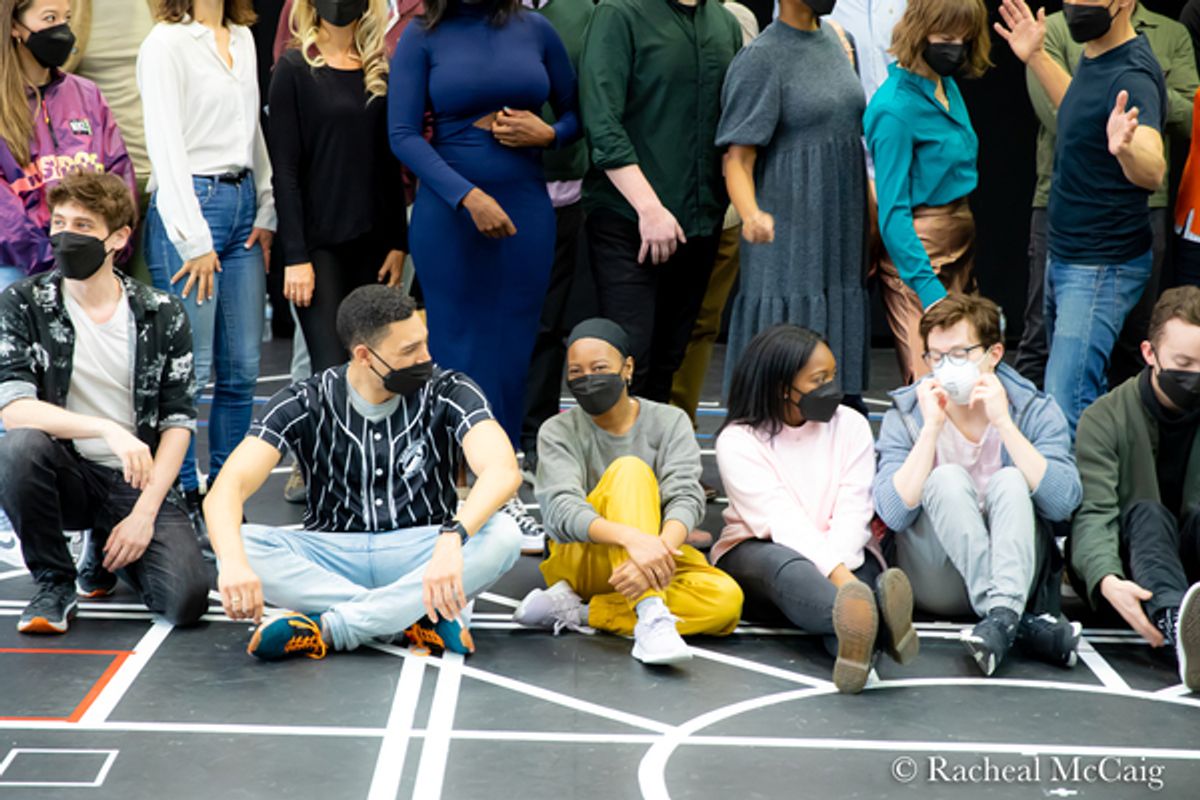 The Cast having fun before the cast photo. at Photos: The Company Of HARRY POTTER AND THE CURSED CHILD Meets The Press In Toronto