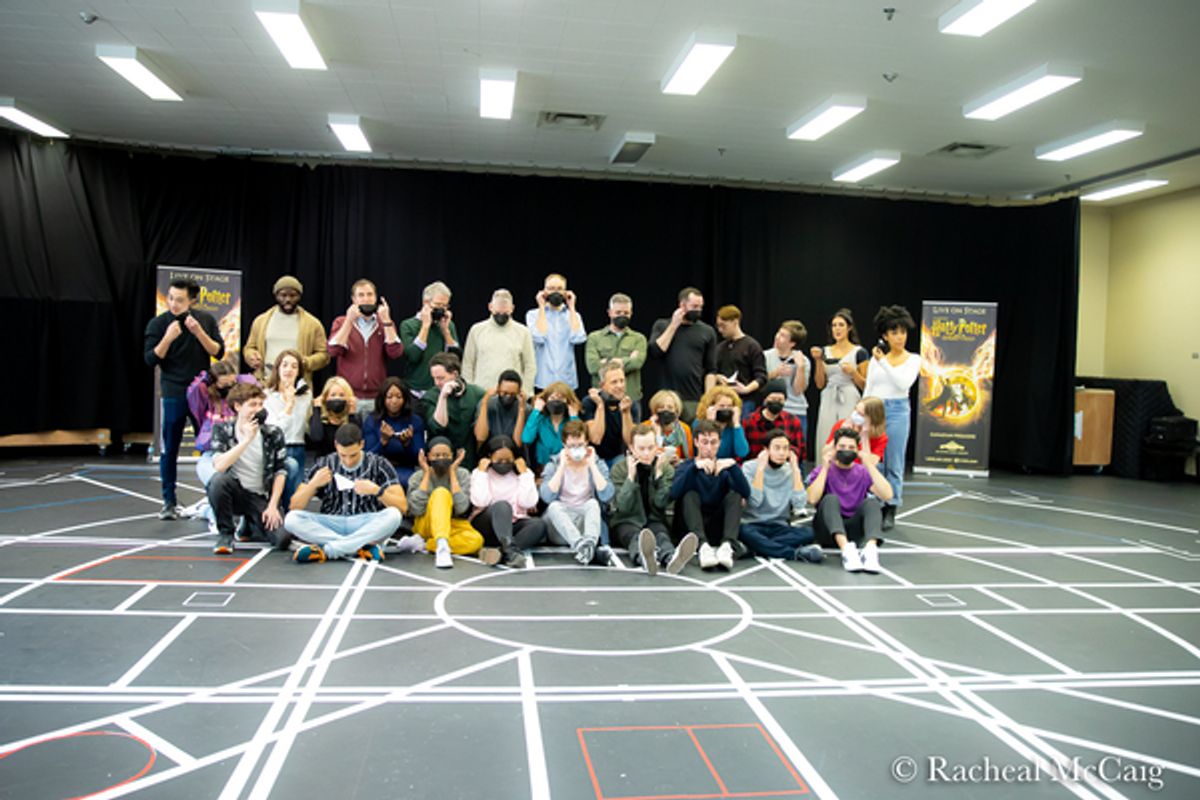 The Cast prepping for their de-masking. at Photos: The Company Of HARRY POTTER AND THE CURSED CHILD Meets The Press In Toronto