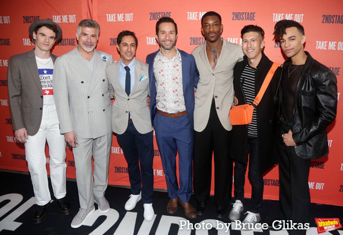 Second Stage ''To My Girls'' cast Jay Armstrong Johnson, Bryan Batt, Maulik Pancholy, Carman Lacivita, Britton Smith, Playwright JC Lee and Noah J. Ricketts at 