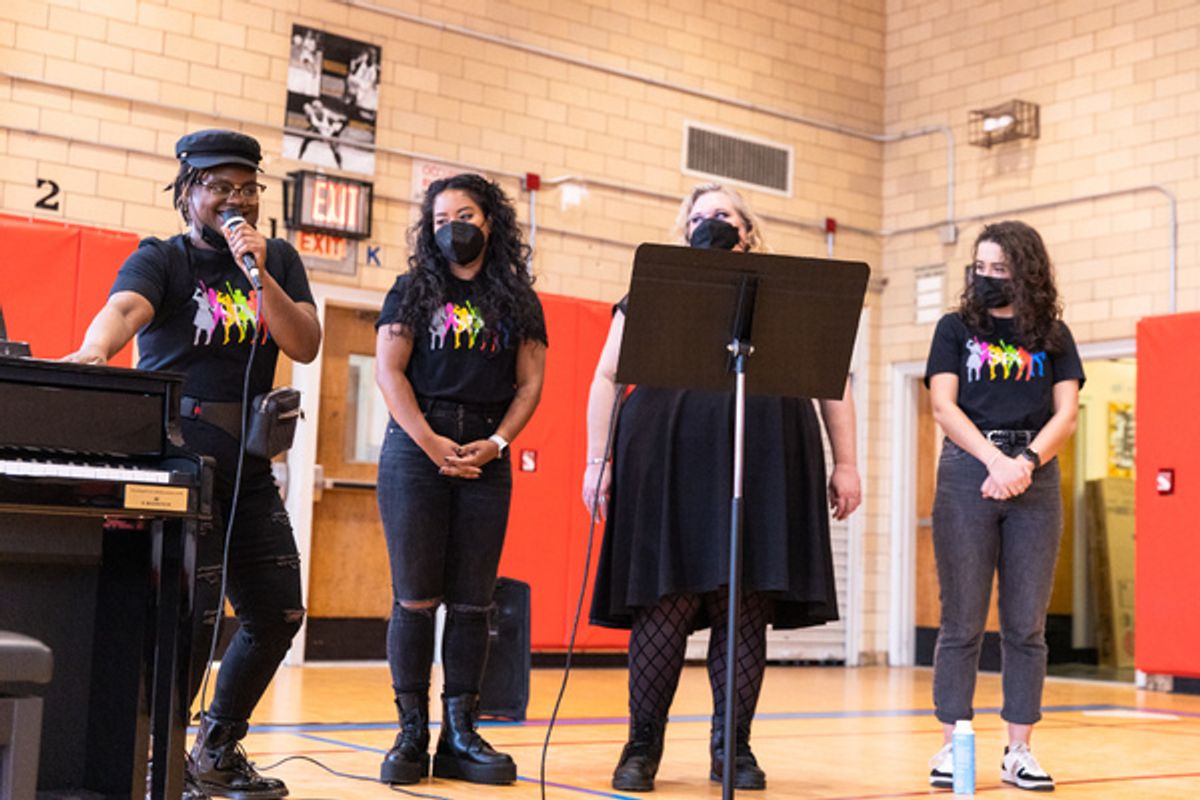 Keirsten Nicole Hodgens (SIX cast member) Nicole Kyoung-Mi Lambert (SIX cast member), Julia Schade (SIX Musical Director/Conductor/Keyboard), Hana Stewart (SIX cast member)
 at 