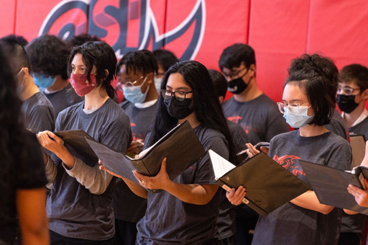 Members of the Q252 Queens School of Inquiry choir at Photos: NYC Students Sing with the Queens from SIX