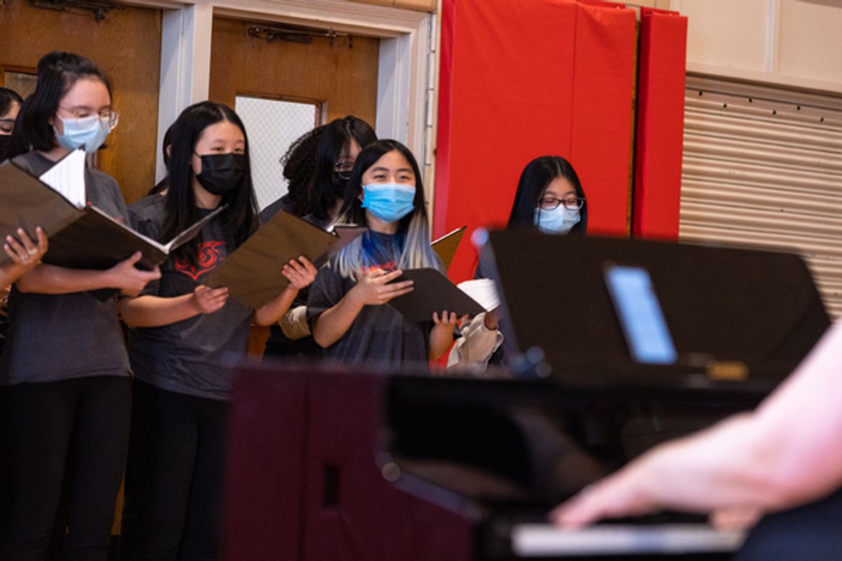 Members of the Q252 Queens School of Inquiry choir at 