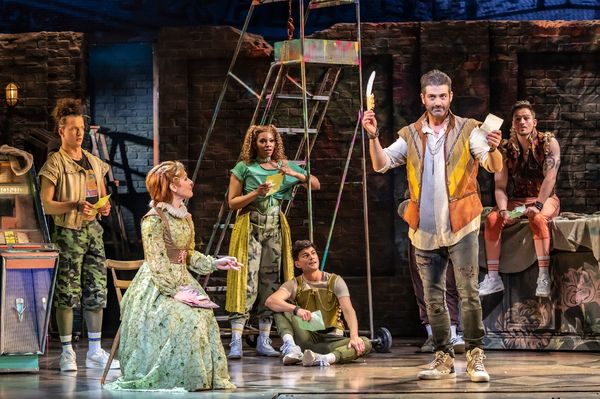 Cassidy Janson (Anne Hathaway), Oliver Tompsett (Shakespeare), and ensemble.  Photo