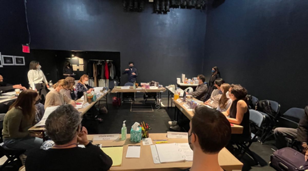 Director Noah Himmelstein addresses the cast.  at 