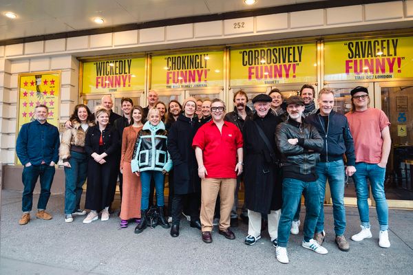 Dunster, Fleischle, McDonagh, Joshua Carr and cast of Hangmen Photo