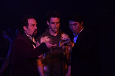 J. Alex Noble (Annas), David Toole (Judas), Andy Saehan Shin (Caiaphas)   Credit: Mat Photo