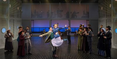 L-R: Julio Rey and Kelty Morash, with the cast of Titanic The Musical. Photo by Micha Photo