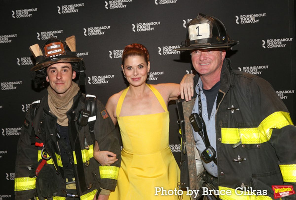 Debra Messing and FDNY Firemen  at 