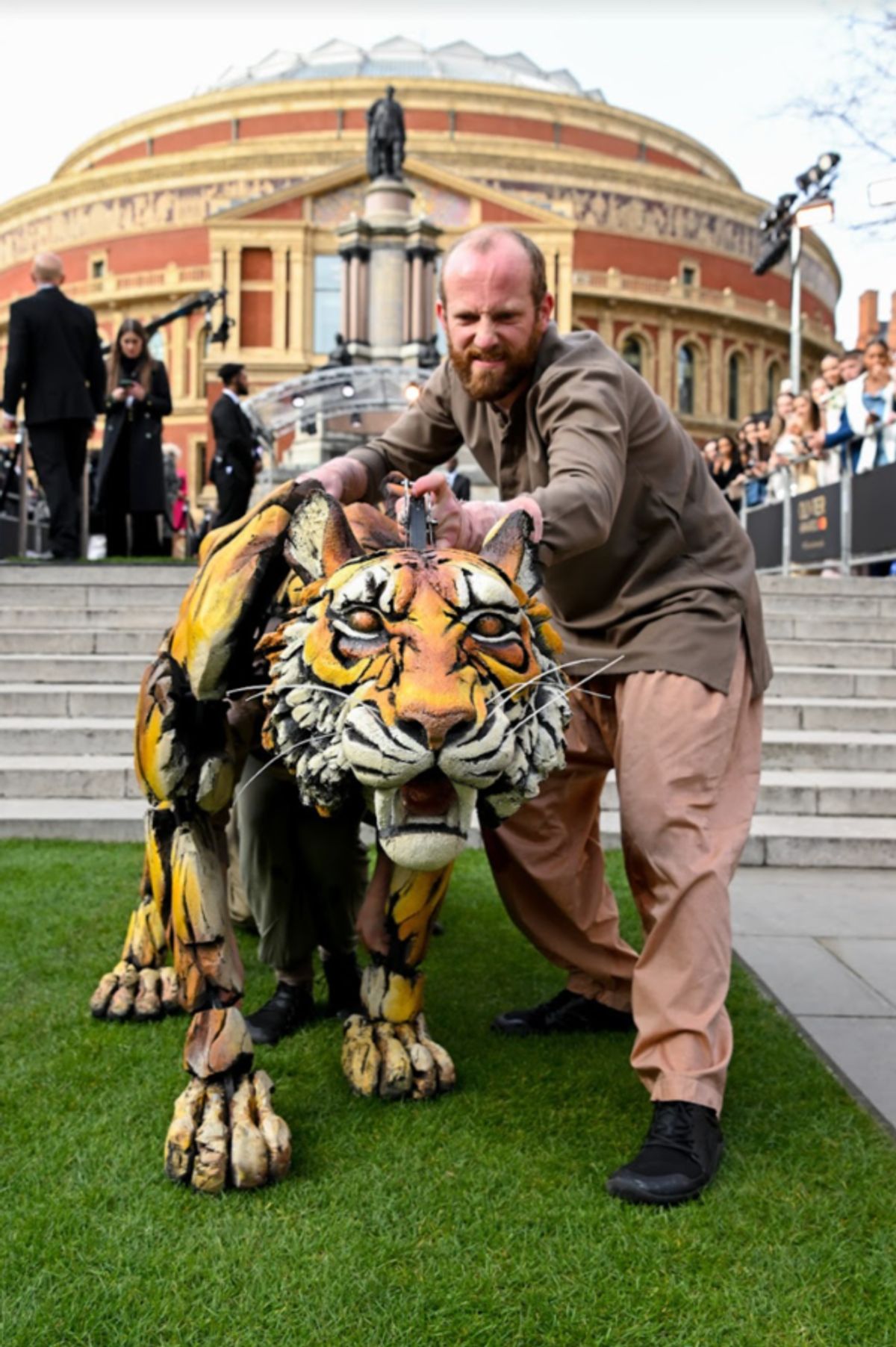 Richard Parker the Tiger from Life of Pi opening the Green Carpet for the Olivier Awards. Photo Credits: Getty. at 