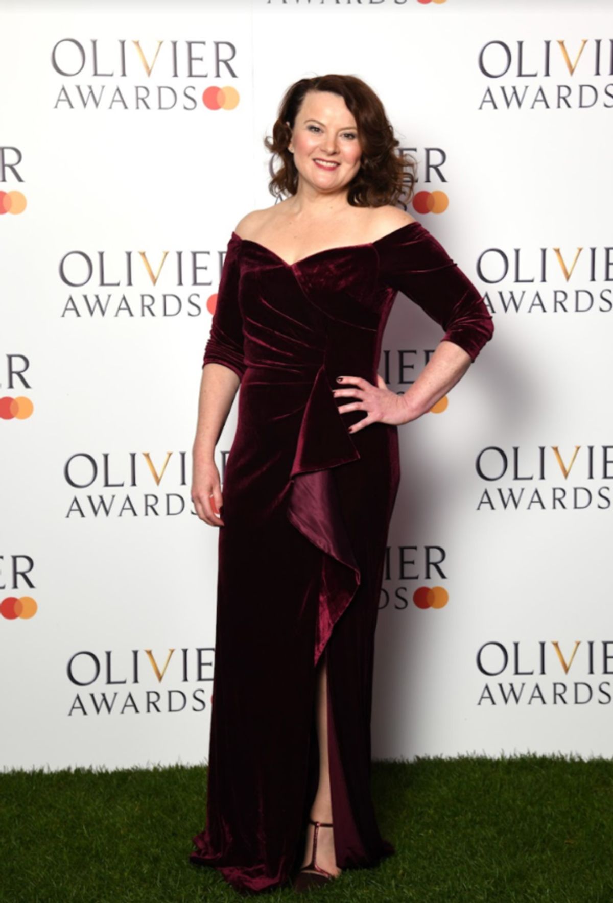 Monica Dolan on the Green Carpet at the Olivier Awards. 
Photo Credits: Gareth Cattermole for Getty.  at 