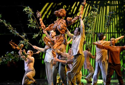 The cast of Life of Pi performing at the Olivier Awards. 
Photo Credits: Jeff Spicer  Photo