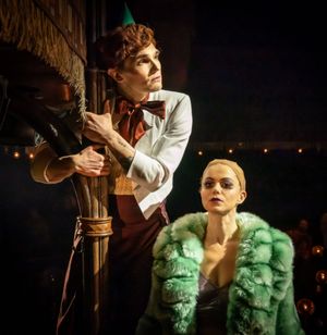 Fra Fee as Emcee and Amy Lennox as Sally Bowles. @ BroadwayWorld Fra Fee as Emcee and Amy Lennox as Sally Bowles. Photo