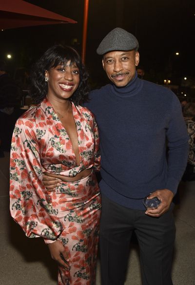 From left, cast members Kim Steele and Joe Holt during the company celebration after  Photo