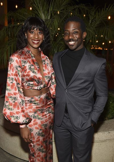From left, cast members Kim Steele and Dennis Pearson during the company celebration  Photo
