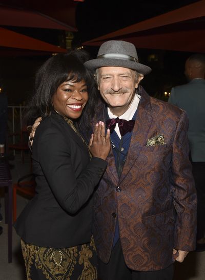 From left, cast member Nija Okoro and scenic designer John Iacovelli during the compa Photo
