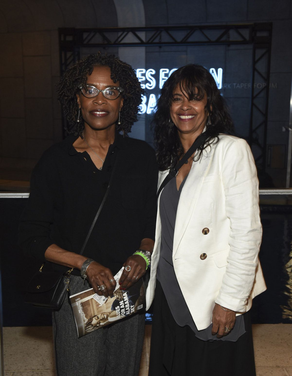 From left, playwright Charlayne Woodard and Sondra Soistt arrive for the opening night performance of ?Blues for an Alabama Sky? at Center Theatre Group/Mark Taper Forum on April 13, 2022, in Los Ange at 