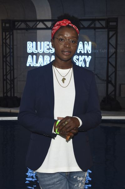 Actor Folake Olowofoyeku arrives for the opening night performance of ?Blues for an A Photo