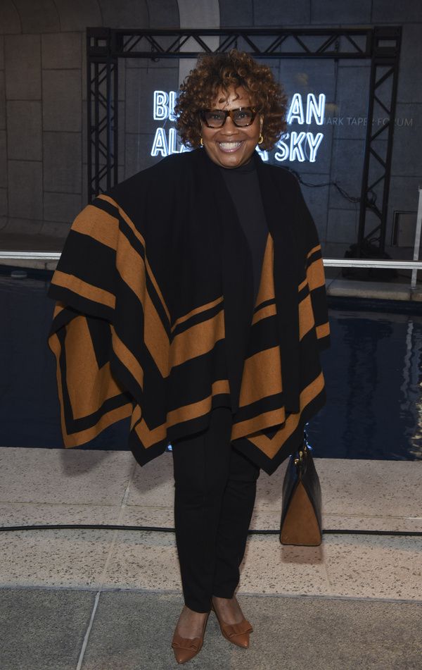 Voice and dialect coach Denise Woods arrives for the opening night performance of ?Bl Photo