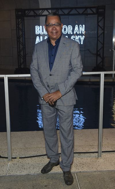 Costume, wig, and hair designer Wendell C. Carmichael arrives for the opening night p Photo