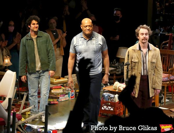 Darren Criss, Laurence Fishburne and Sam Rockwell Photo