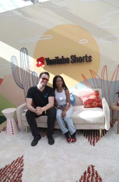 YouTube's Head of Fashion and Beauty Derek Blasberg and Skai Jackson attend YouTube A Photo