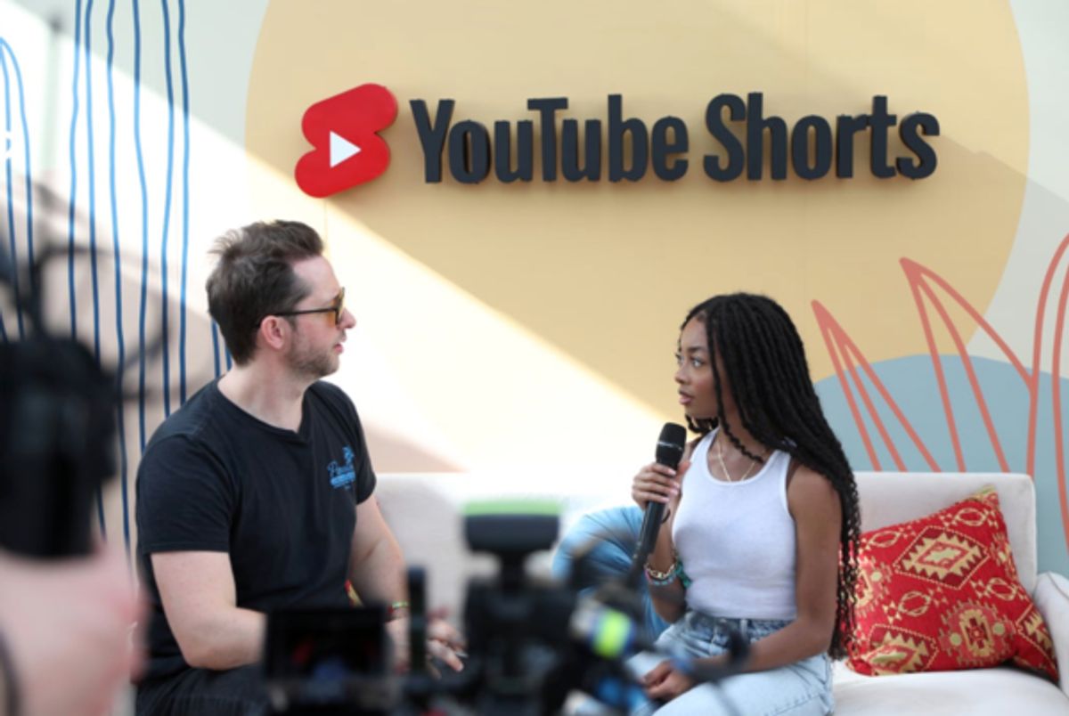 YouTube's Head of Fashion and Beauty Derek Blasberg and Skai Jackson attend YouTube Artist Lounge during weekend 1 of Coachella 2022 at Empire Polo Club on April 15, 2022 in Indio, California. (Photo by Anna Webber/Getty Images for YouTube) at 