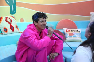 Omar Apollo attends YouTube Artist Lounge during weekend 1 of Coachella 2022 at Empir Photo
