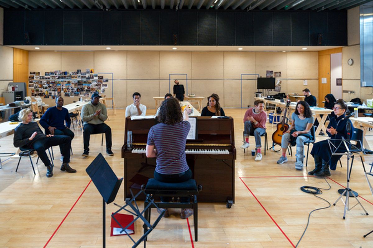 Company and crew at Photos: Inside Rehearsal For OKLAHOMA! at the Young Vic