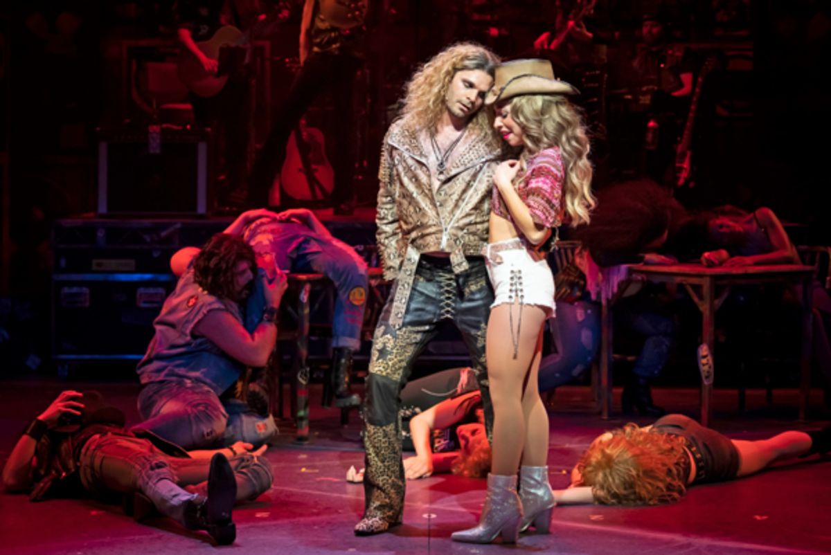 Josh Scholl (left) plays Stacee Jaxx and Taylor DiTola plays Sherrie in Rock of Ages at 