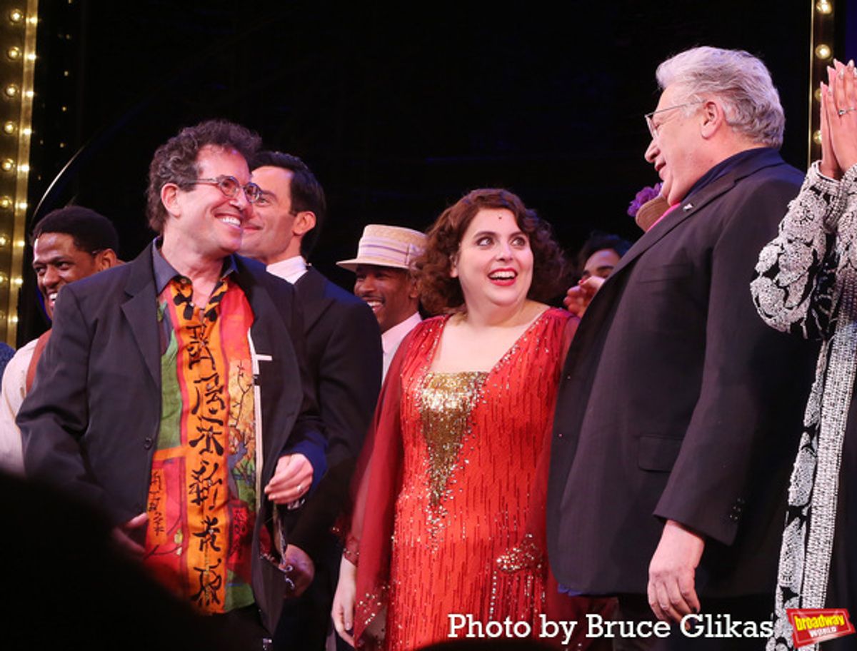Director Michael Mayer, Ramin Karimloo, Beanie Feldstein and Book Writer Harvey Fierstein at 