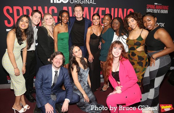 Jonathan Groff, Lea Michele and John Gallagher Jr. with 