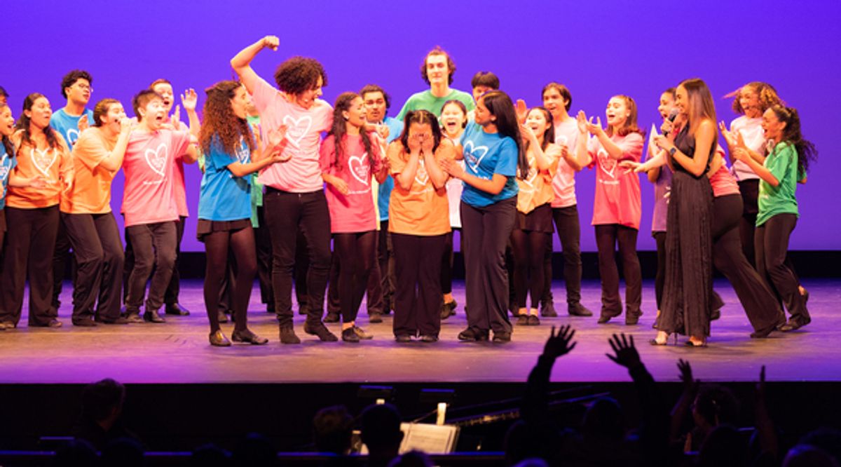 Janine Jimenez (center) Jarelyn Almonte, Michael Torres, Lizbeth Luciano Pena, Jimenez, Francheska Angeles Rodriguez, Krystal Rivera at Photos: See Jawan M. Jackson, Christopher Jackson, Isabelle McCalla & More at Rosie's Theater Kids Passing It On Gala 2022