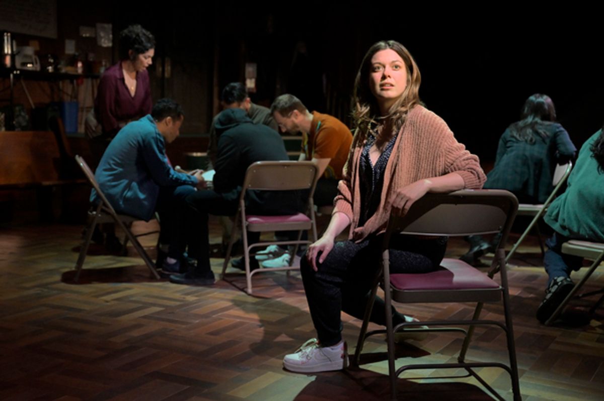 (foreground) Margo Seibert,(background, standing) Isabel Santiago, (seated) J.D. Mollison, Justin Gregory Lopez, Adam Bashian, and Alex Gibson at 