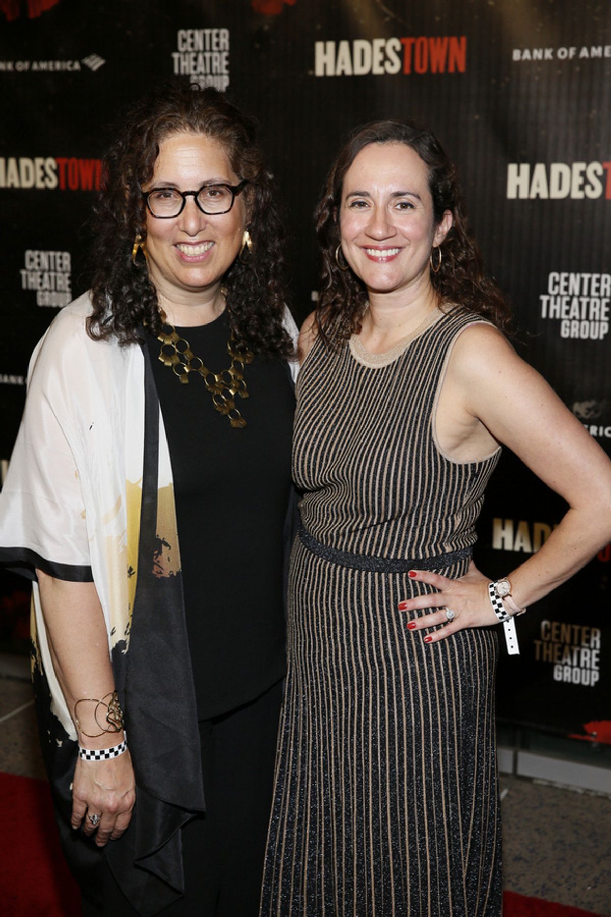 From left, producer Mara Isaacs and Center Theatre Group Managing Director/CEO Meghan Pressman arrive for the opening night performance of ?Hadestown? at Center Theatre Group/Ahmanson Theatre on April at 